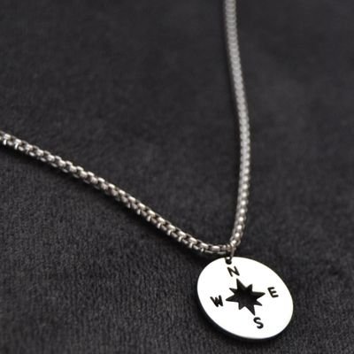 Silver Compass Pendant Necklace