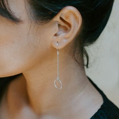 Minimal Silver Drop Earring